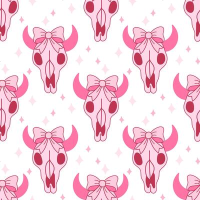 Pink Skull with Bow Pattern for Western Vibe