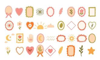 Boho Elements Collection with Frames and Icons vector