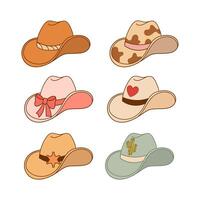 Collection of Cowboy Hats with Unique Patterns vector
