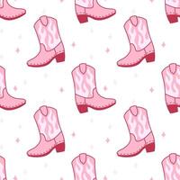 Seamless repeating pattern of pink cowgirl boots with flame design vector