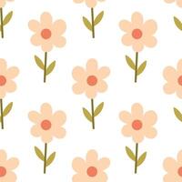Seamless Pattern of Simple Flowers vector