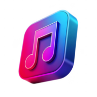 3d music app icon isolated on transparent background audio streaming symbol for media entertainment sound player and digital technology design png