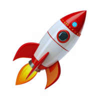 3d red and white rocket icon isolated on transparent background space launch concept for startup innovation science and technology illustrations png
