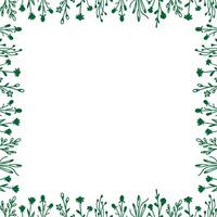 Summer meadow frame. Trendy botany graphic template. Grass empty frame box vector