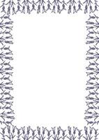 Violet lavender frame. Trendy botany graphic template. Flowers sketch empty frame box vector
