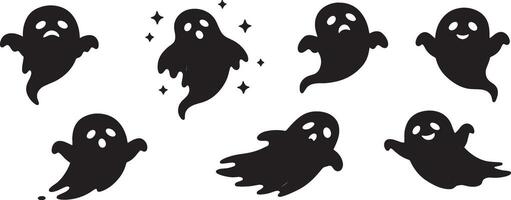 Terrifying ghost shapes with mysterious appearance in flat design for horror purposes vector