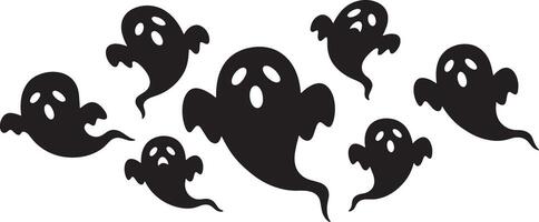 Black silhouette ghost figures for eerie party decor, web graphics, printable cards, and more use vector