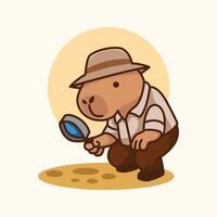 Capybara Detective with Magnifying Glass vector