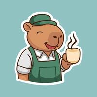 Capybara Enjoying a Perfect Cup of Coffee vector
