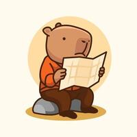 Capybara Reading a Map vector