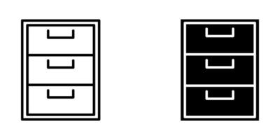 drawer with lock set Icon Symbol isolated white background. illustration. color editable. vector