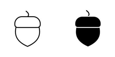 acorn set Icon Symbol isolated white background. illustration. color editable. vector