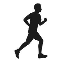 Silhouette of a man running exercising jogging or sprinting on white background vector