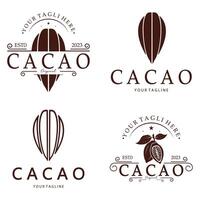 group cocoa logo,cocoa bean,cocoa tree,cocoa branches leaves,chocolate mix on white background,vintage,modern,simple,minimalist icon illustration template design vector