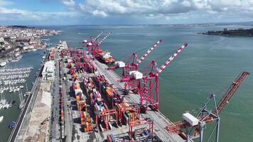 Above view of port of lisbon at Lisbon Lisbon District in Portugal. Awesome Background. video