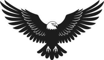 Fierce Bald Eagle Silhouette with Outspread Wings in Flight vector