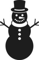 Charming Snowman Silhouette - Christmas Holiday Illustration with Hat and Buttons vector