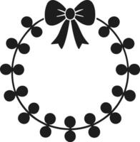 Minimal Christmas Wreath Silhouette with Bow and Berries - Holiday Design vector