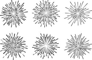 Set of Firework Silhouette Vectors - Retro Starburst Burst Icons Collection