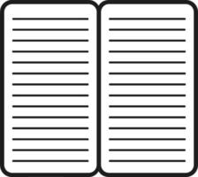 Open Lined Notebook Silhouette - Educational Icon for Back to School vector