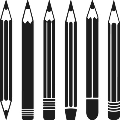 Set of Pencil Silhouettes - School Stationery for Back to School Design