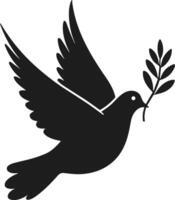 Peace Dove Silhouette with Olive Branch - Symbol of Harmony and Hope vector