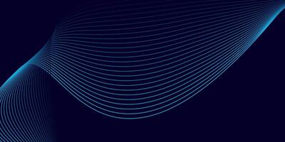 Dark Blue Background with Cyan Abstract Wave Line Flow Design vector