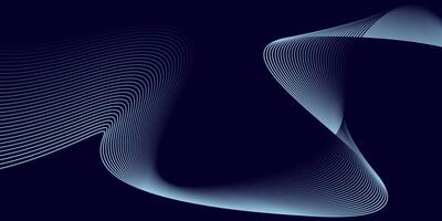 Dark Abstract Background with Blue Flowing Curved Line Wave Design vector