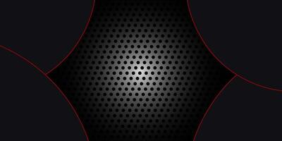 Black Metallic Abstract Background with Red Curves and Dot Pattern vector