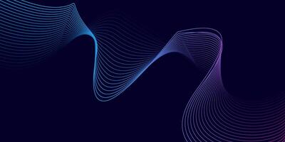 Dark Abstract Gradient Wave Background with Neon Line Flow vector