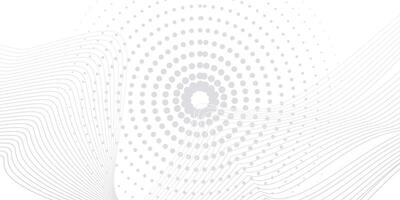 White Abstract Circular Dot Wave Background with Fine Lines vector