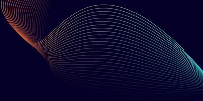 Dark Abstract Background with Color Gradient Wavy Lines vector