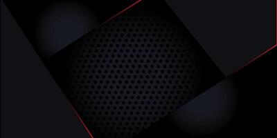 Modern Black Geometric Background with Red Highlights and Halftone Pattern vector