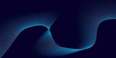 Dark Blue Background with Twisting Light Blue Abstract Wave Lines vector