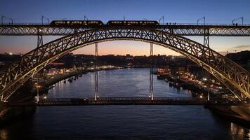 Above view of Luis I Bridge in Porto Porto District in Portugal.. Awesome Background. video