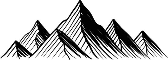 Abstract mountain range illustration black ink sketch style on white background vector