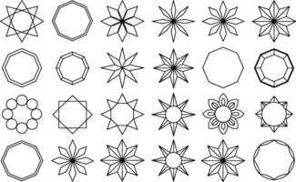 Geometric shapes set abstract outlines stars and circle patterns vector