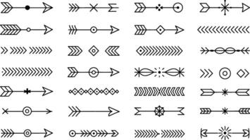 Collection of decorative arrows with geometric shapes in a format vector