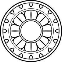 A circular design with a black and white outline vector