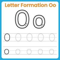 Letter O Formation Tracing Worksheet Uppercase and Lowercase Handwriting Practice vector