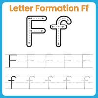 Letter F Formation Tracing Worksheet Uppercase and Lowercase Handwriting Practice vector