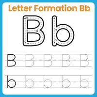 Letter B Formation Tracing Worksheet Uppercase and Lowercase Handwriting Practice vector
