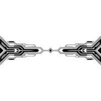 Futuristic Tech Element Geometric Border With Black White Lines vector