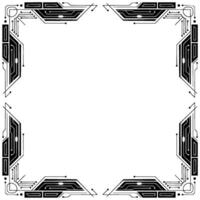 Abstract Tech Frame Border, Futuristic Circuitry on White vector