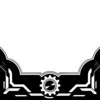 Abstract Tech Frame With Gear Element in Black Silver vector