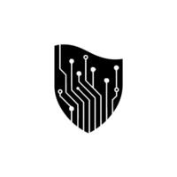 Tech Shield Abstract Circuit Board Security Symbol vector