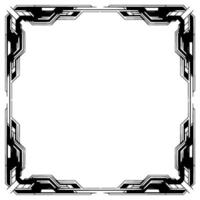 Futuristic Geometric Frame Techy Border With Grayscale Elements vector