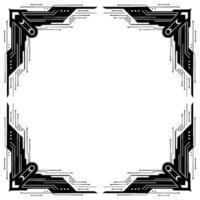 Futuristic Tech Frame Geometric Black White Circuit vector