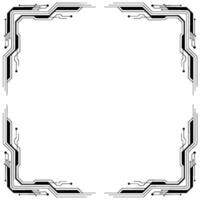 Futuristic Tech Frame Element Black and White Circuit Board Border vector