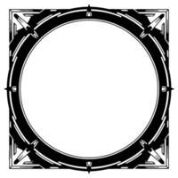 Art Deco Circular Frame in Silver and Black, Empty Circle vector